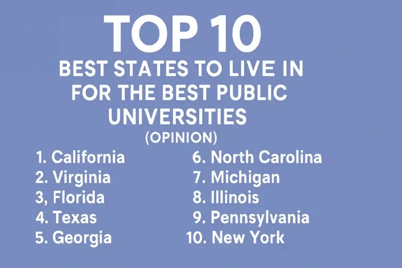 Top 10 Best States to Live in for the Best Public Universities (Opinion)